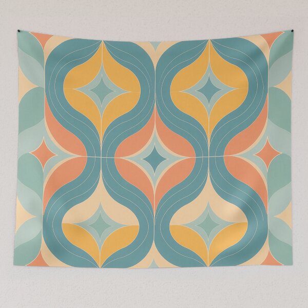 Item preview, A design of a retro-inspired quatrefoil pattern with bold, thick lines and vintage color scheme. designed and sold by HEMRO.