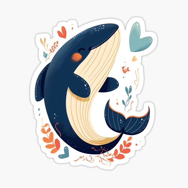 Heart of the ocean smiling whale Sticker