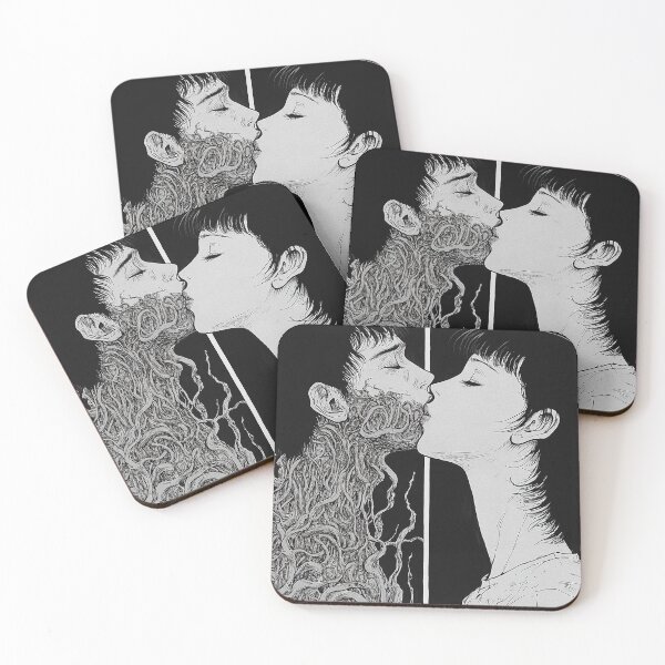 Item preview, Kiss Beyond the cosmic parting - black and white horror manga anime couple designed and sold by ForsakenFrames.
