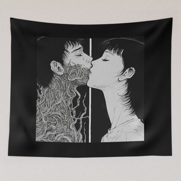 Item preview, Kiss Beyond the cosmic parting - black and white horror manga anime couple designed and sold by ForsakenFrames.