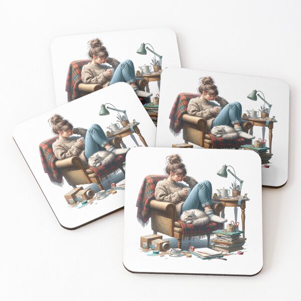 Item preview, Young woman sat in a chair with her Chinchilla Persian cat designed and sold by BigfeetLittlepaws.