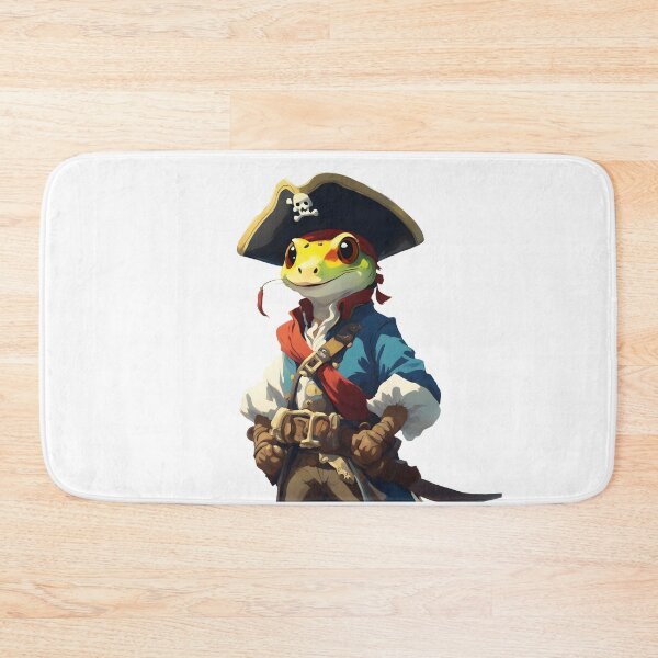 Item preview, Mischievous Pirate Gecko Illustration - Fantasy Reptile Artwork designed and sold by CrownedCanvas.