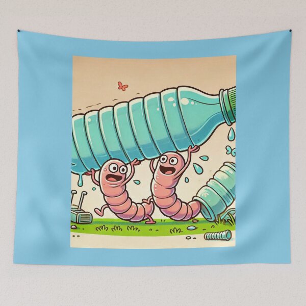 Item preview, "Cartoon Worms Carry the Weight - Fun Environmental Awareness Design" designed and sold by Milina3.
