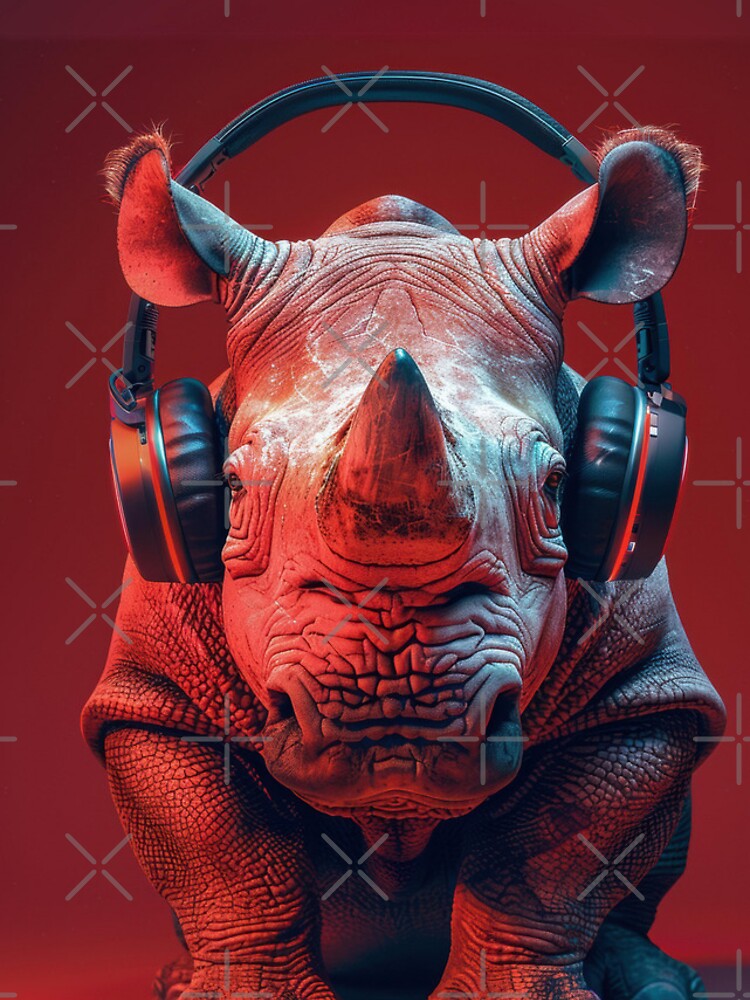 Thumbnail 4 of 4, iPhone Case, Rhino Rocking Out designed and sold by Sillytoe.