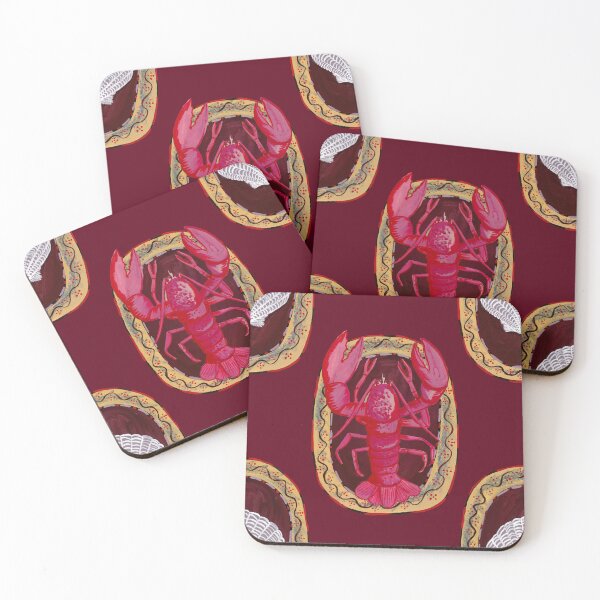 Item preview, Cameo Garnet Red Wedwood Lobster and Seashell Pattern by Jemma Jamie Skidmore | Coastal Elegance with a Vintage Touch designed and sold by Jemma Jamie Skidmore.