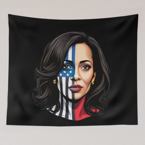 Item preview, Kamala Harris American Flag Portrait - Modern Political Art Print designed and sold by eliteandhonor.