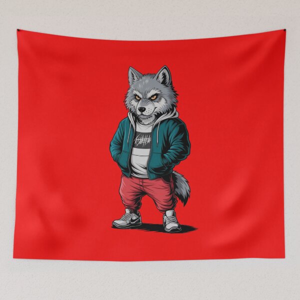 Item preview, anthropomorphic wolf character that exudes a cool, rebellious attitude designed and sold by 123ks.