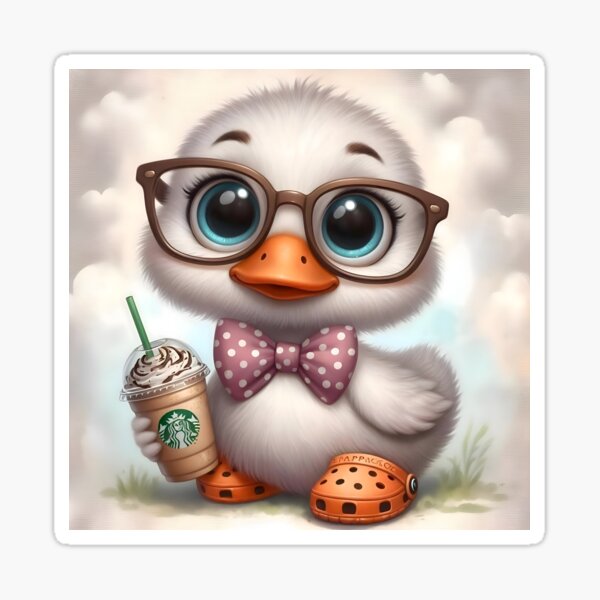 Cute duck childrens art Sticker