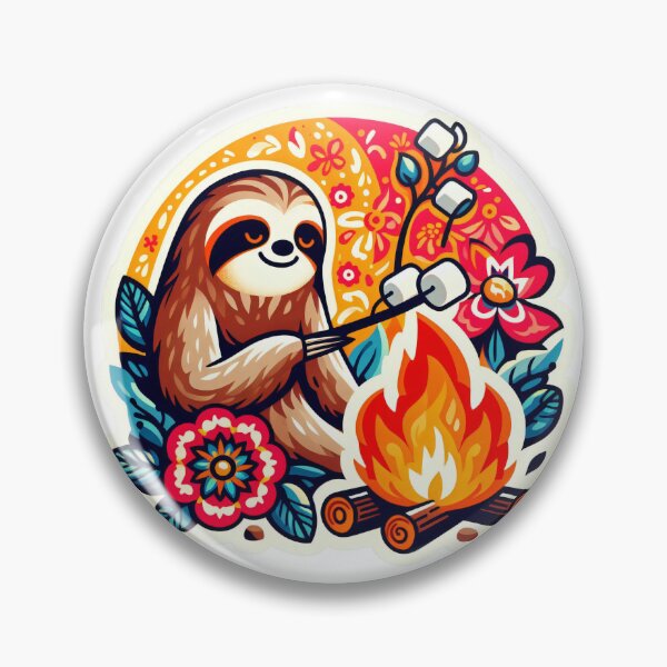 Item preview, Scandinavian Folk Art Campfire Sloth by heidiannemorris designed and sold by FOLK ART FUSION by heidiannemorris.