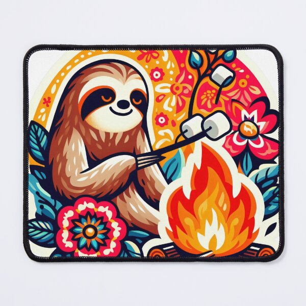 Item preview, Scandinavian Folk Art Campfire Sloth by heidiannemorris designed and sold by FOLK ART FUSION by heidiannemorris.