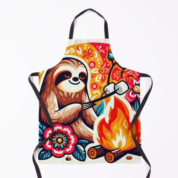 Item preview, Scandinavian Folk Art Campfire Sloth by heidiannemorris designed and sold by FOLK ART FUSION by heidiannemorris.