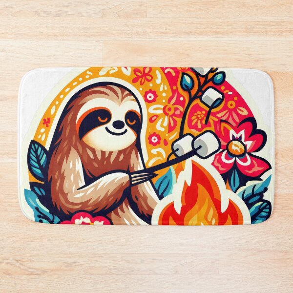 Item preview, Scandinavian Folk Art Campfire Sloth by heidiannemorris designed and sold by FOLK ART FUSION by heidiannemorris.