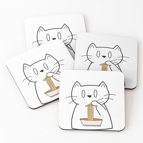 Item preview, cat eating noodles cat doodle designed and sold by jwaalaa.