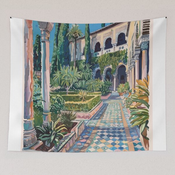 Item preview, Almudaina Palace Art Print, Historic Spanish Wall Decor, Moorish Architecture Poster, Majorca Monument Artwork designed and sold by vinciellastudio.