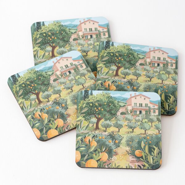 Item preview, Orange Tree Art Print, Mediterranean Wall Decor, Orange Tree Fields Poster, Citrus Orchard Illustration designed and sold by vinciellastudio.
