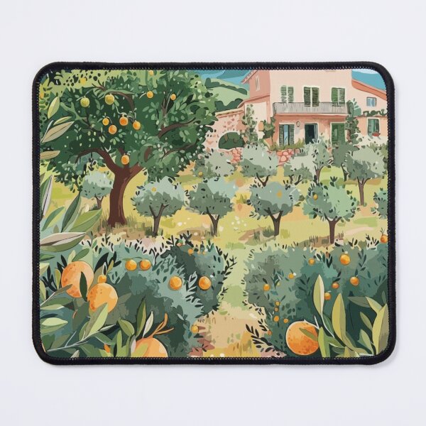 Item preview, Orange Tree Art Print, Mediterranean Wall Decor, Orange Tree Fields Poster, Citrus Orchard Illustration designed and sold by vinciellastudio.
