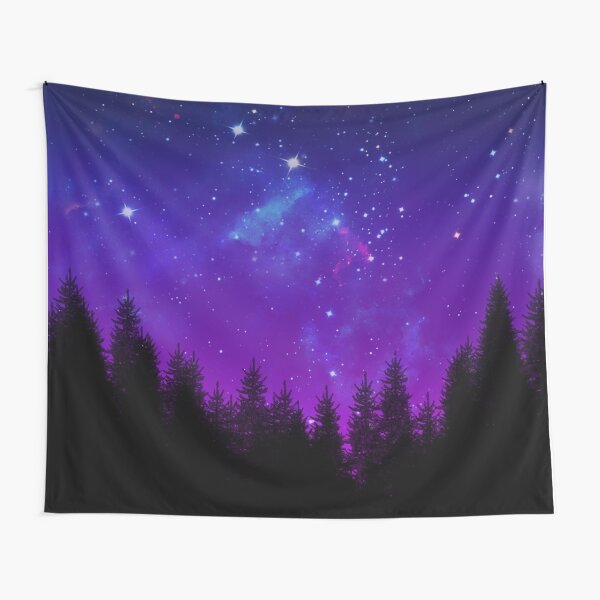 Galaxy Over the Forest at Night Tapestry