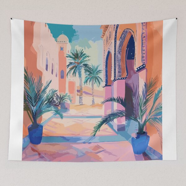 Item preview, Moroccan Terrace Art Print, Exotic Patio Wall Decor, Moroccan Architecture Poster, Outdoor Oasis Artwork designed and sold by vinciellastudio.