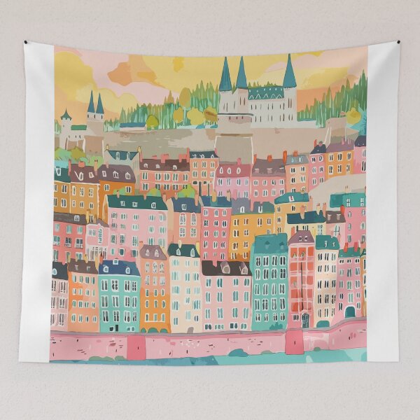 Item preview, Fourvière Lyon Art Print, French Landmark Wall Decor, Basilica of Notre-Dame de Fourvière Poster, Lyon Cityscape Artwork designed and sold by vinciellastudio.