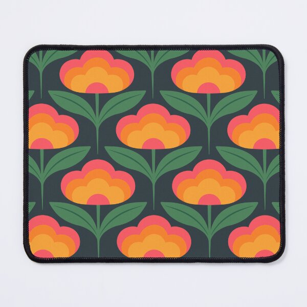 Item preview, Retro flower Brighter colors on dark cyan blue designed and sold by Guided by Light Art.