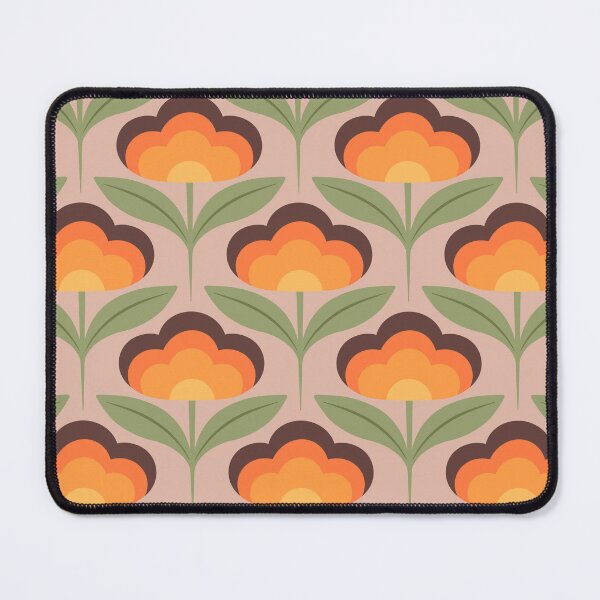 Item preview, Flores retro marrones y naranjas sobre fondo claro. designed and sold by Guided by Light Art.
