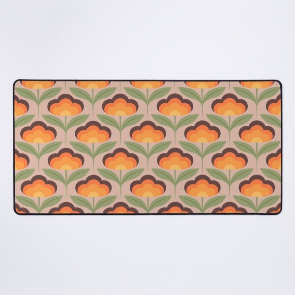 Item preview, Flores retro marrones y naranjas sobre fondo claro. designed and sold by Guided by Light Art.