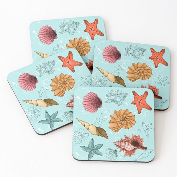 Item preview, marine theme, sea, background, beach, summer, ornament, underwater, starfish, shells designed and sold by Tetiana Pohurska.