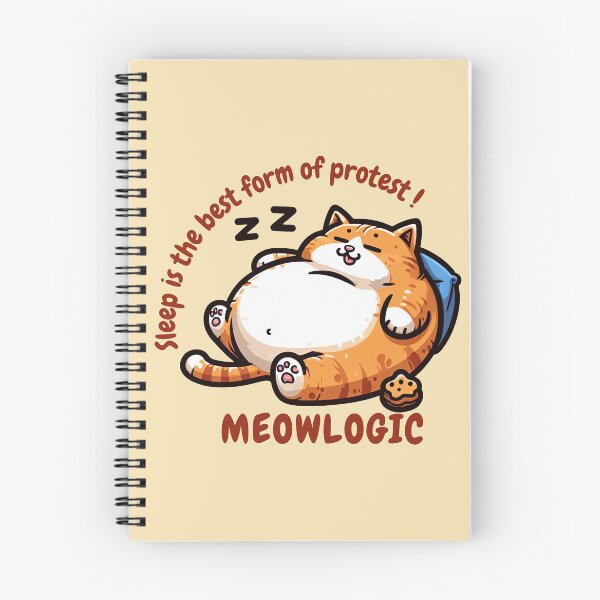 Item preview, ¡Dormir es la mejor forma de protesta! Meowlogic, un gato perezoso que duerme mientras come designed and sold by digilabs.