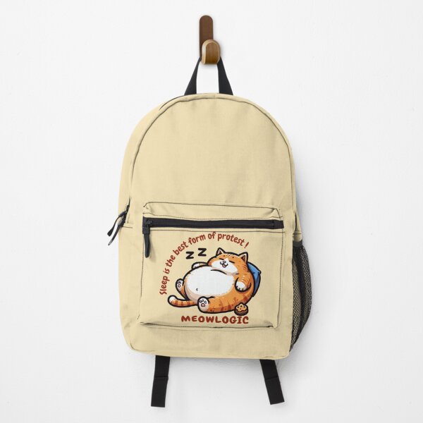 Item preview, sleep is the best form of protest ! meowlogic lazy cat napping while eating designed and sold by digilabs.