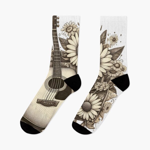 Item preview, Classic Guitar and Flowers, Retro, Vintage designed and sold by deniz kaya.