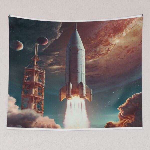 Item preview, Vintage Rocket Launch from Retro Futuristic Station designed and sold by PrintPulse-9.