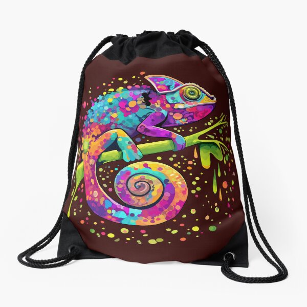 Chameleon Paint Stains Watercolor Style Drawstring Bag
