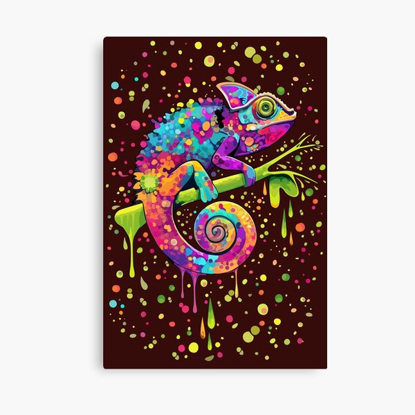Chameleon Paint Stains Watercolor Style Canvas Print