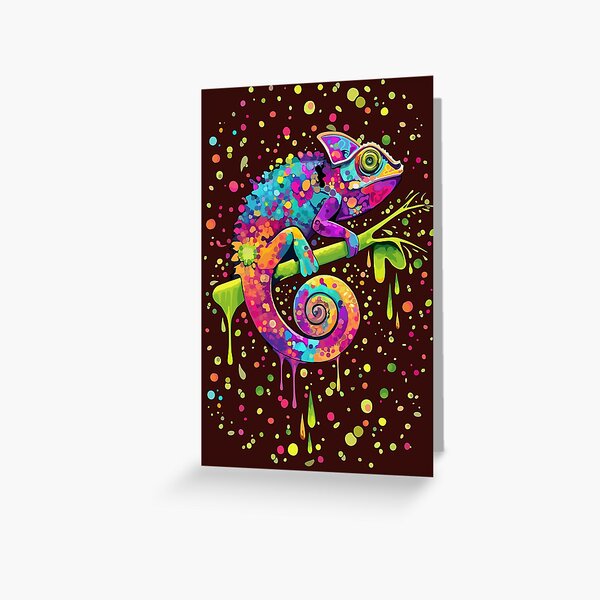 Chameleon Paint Stains Watercolor Style Greeting Card