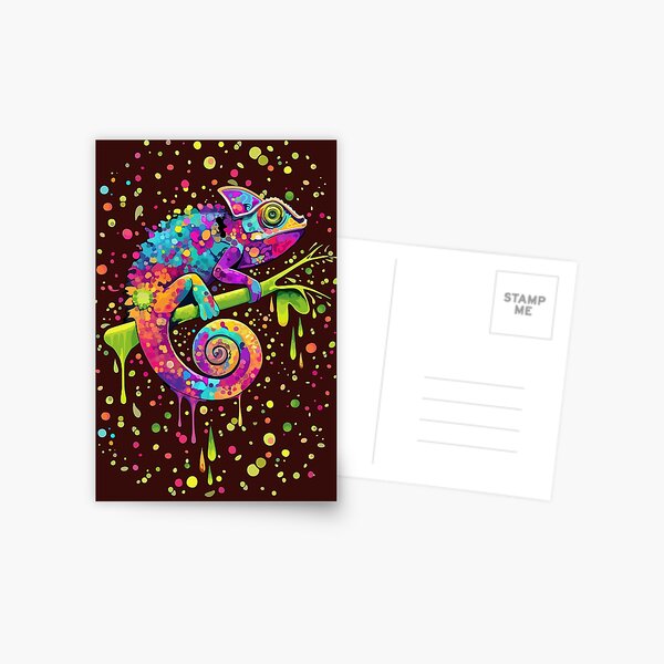 Chameleon Paint Stains Watercolor Style Postcard
