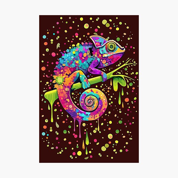 Chameleon Paint Stains Watercolor Style Photographic Print
