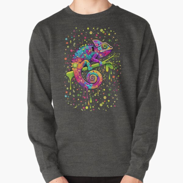 Chameleon Paint Stains Watercolor Style Pullover Sweatshirt