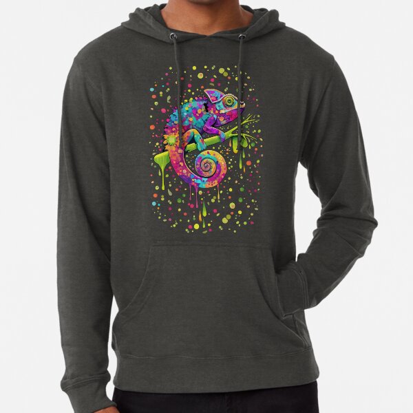 Chameleon Paint Stains Watercolor Style Lightweight Hoodie