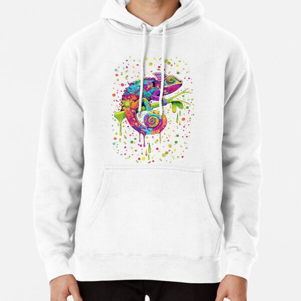 Chameleon Paint Stains Watercolor Style Pullover Hoodie