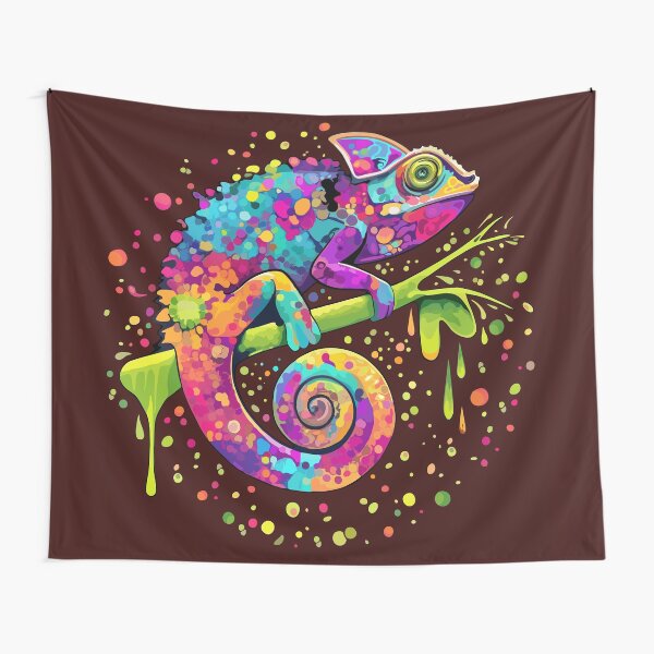 Chameleon Paint Stains Watercolor Style Tapestry