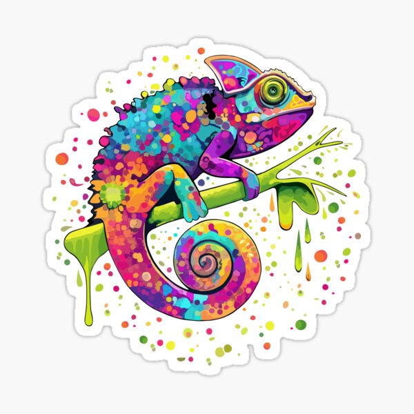 Chameleon Paint Stains Watercolor Style Sticker