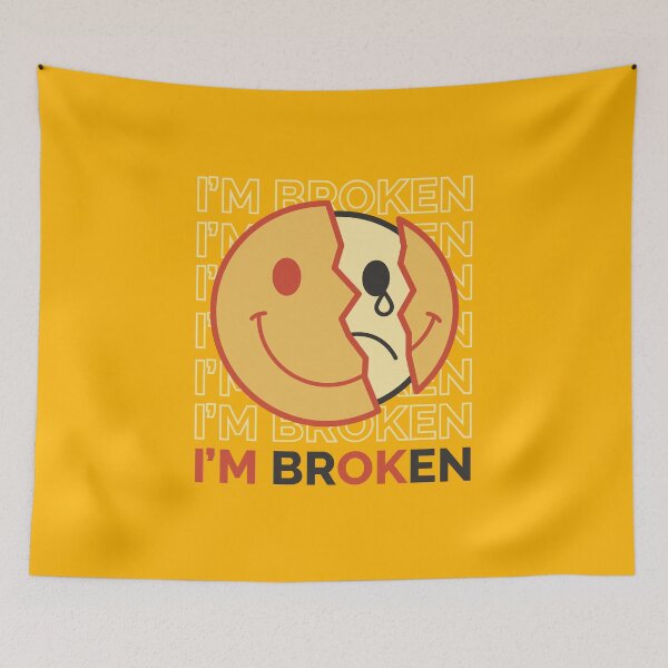 Item preview, "I'm Broken | Sad Emoji with Broken Happy Face designed and sold by TurtleDojo.