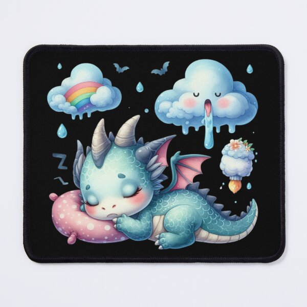 Item preview, Blue dragon sleeping good night with pink pillow designed and sold by AttaboyStudio.