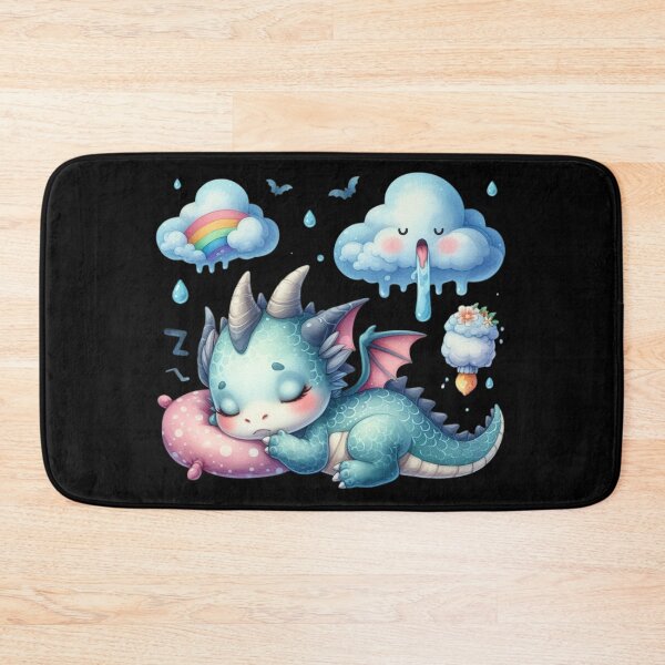 Item preview, Blue dragon sleeping good night with pink pillow designed and sold by AttaboyStudio.