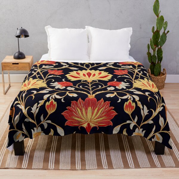 Item preview, Imperial Bloom: Elegant Floral Tapestry in Gold and Red designed and sold by Octavia Soldani.