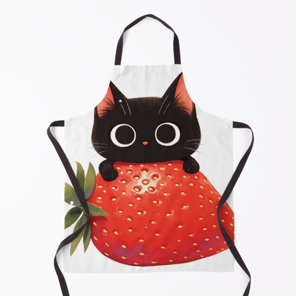 Item preview, black cat on a strawberry designed and sold by MendaciousMina.