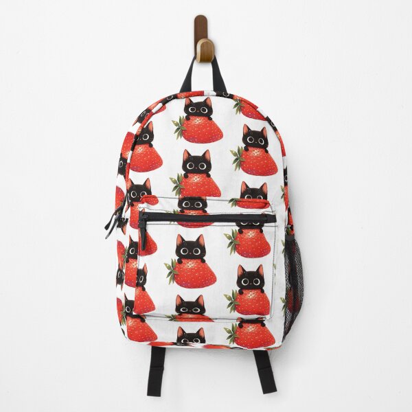 Item preview, black cat on a strawberry designed and sold by MendaciousMina.