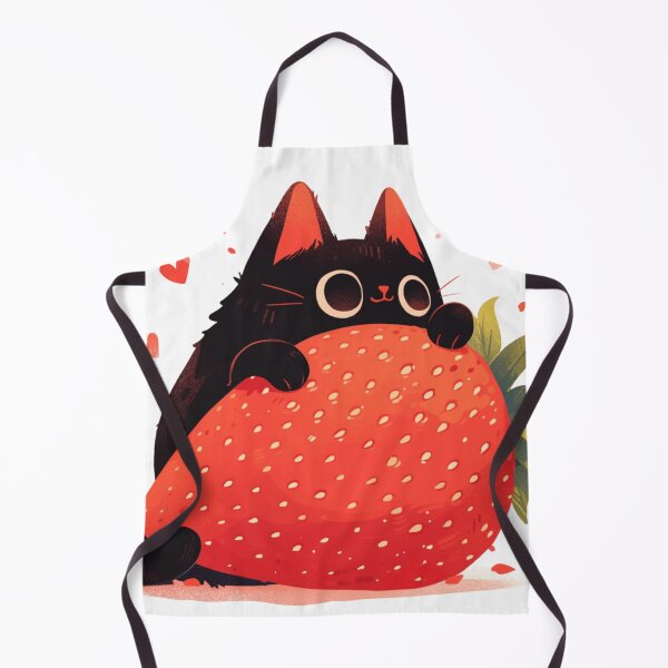 Item preview, black cat on a strawberry designed and sold by MendaciousMina.