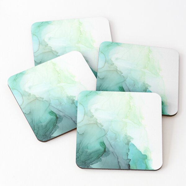 Item preview, Green fluid abstract alcohol ink paiting designed and sold by LindaSitniece.