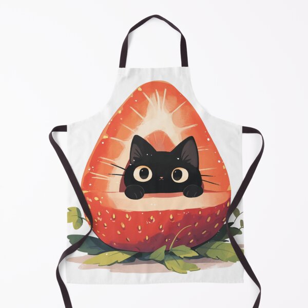 Item preview, black cat in a strawberry designed and sold by MendaciousMina.